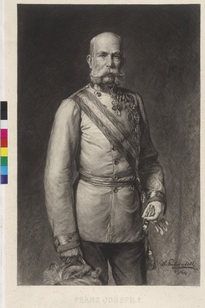 Franz Joseph I en uniforme de gala de maréchal de camp, le chapeau de gala incliné - Wilhelm Hecht