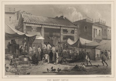 Marché aux poissons de Canton, 1855 - Wilhelm Joseph Heine
