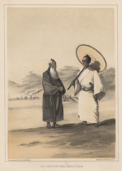 Costumes de Lew Chew, classe moyenne, 1855 - Wilhelm Joseph Heine