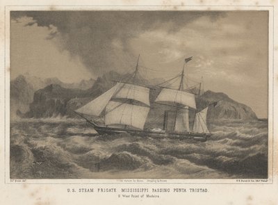 Frégate à vapeur américaine Mississippi passant Punta Tristao, 1855 - Wilhelm Joseph Heine