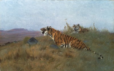 Tigres traquant leur proie - Wilhelm Kuhnert