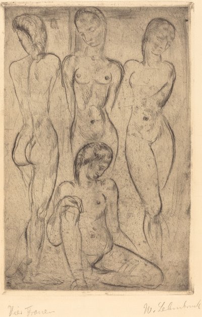 Quatre femmes; trois debout, une assise - Wilhelm Lehmbruck
