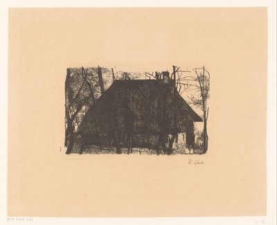 Ferme entre arbres nus - Wilhelm Maria Hubertus Leibl (signed by artist)