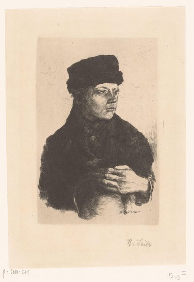 Garçon fermier avec une cruche - Wilhelm Maria Hubertus Leibl (signed by artist)