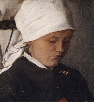 Jeune paysanne avec un foulard blanc - Wilhelm Maria Hubertus Leibl