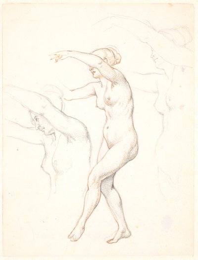Feuille avec trois études de femme nue dansant - Wilhelm Marstrand