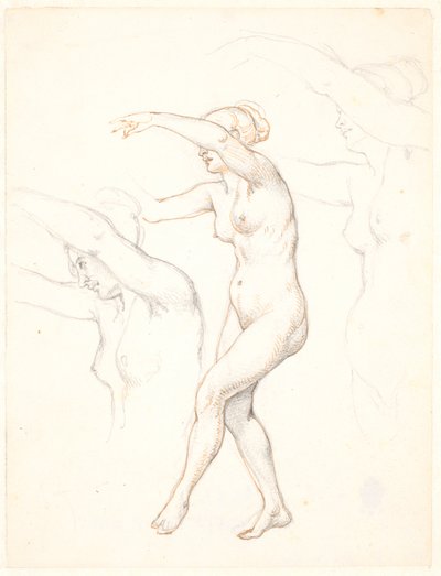 Feuille avec trois études de femme nue dansant - Wilhelm Marstrand