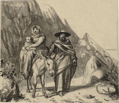 La Sainte Famille, entre les rochers en route vers l