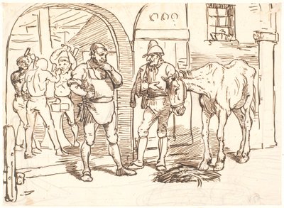 Le vieux cheval conduit à une forge romaine - Wilhelm Marstrand
