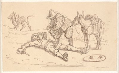 Don Quichotte blessé et aidé par Sancho - Wilhelm Marstrand
