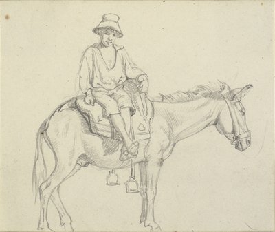 Garçon assis de côté sur un âne - Wilhelm Marstrand