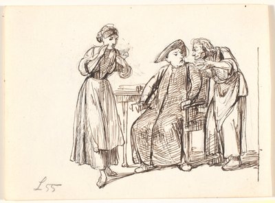 Une vieille femme parle avec un prêtre, à gauche une jeune femme - Wilhelm Marstrand