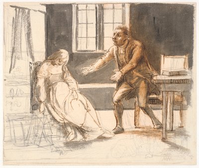 Un homme tend les bras vers une femme, évanouie dans un fauteuil - Wilhelm Marstrand