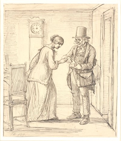 Une jeune femme reçoit une lettre du facteur - Wilhelm Marstrand