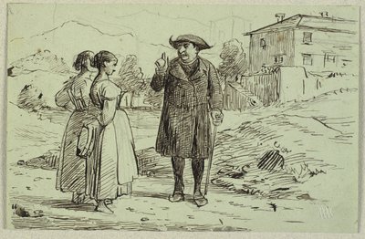 Scène italienne avec deux femmes et un prêtre - Wilhelm Marstrand