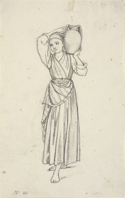 Femme avec une cruche sur l