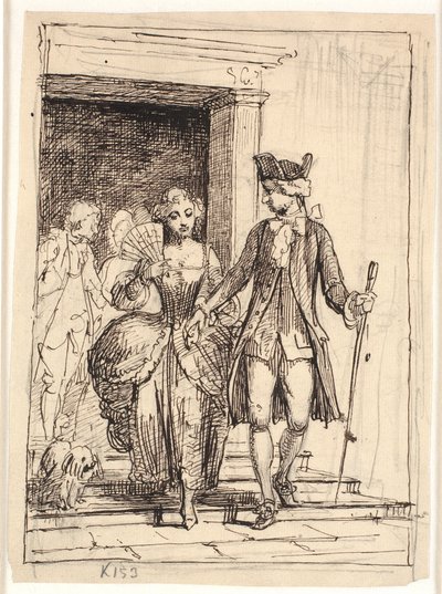 Leander et Leonora, derrière eux Henrik et Pernille - Wilhelm Marstrand