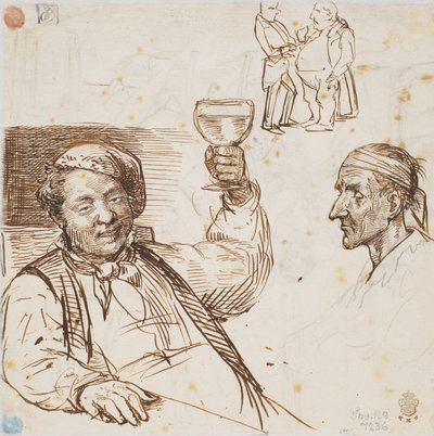 Un homme avec un verre, une tête d