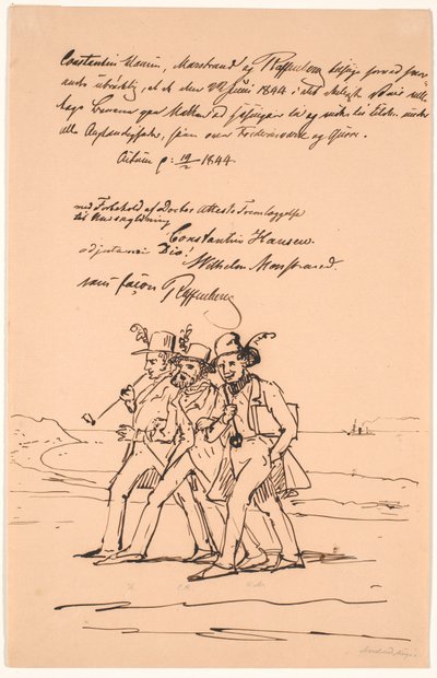 Marstrand, Constantin Hansen et Raffenberg en randonnée - Wilhelm Marstrand