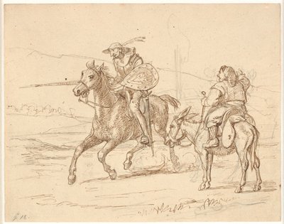 Tandis que Sancho regarde, Don Quichotte attaque - Wilhelm Marstrand