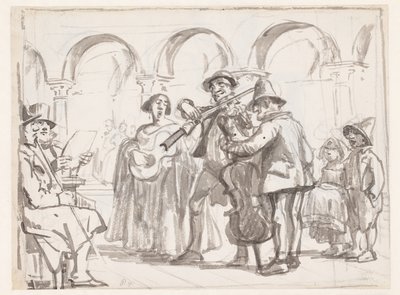 Le musicien sur la place Saint-Marc, Venise - Wilhelm Marstrand