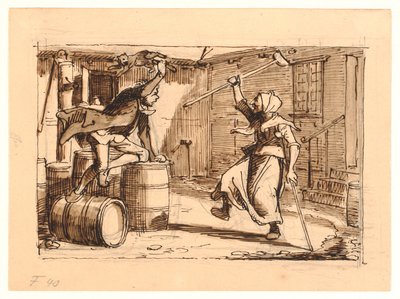 Peder Paars livre 2 chant 3. Combat de Jens Bloks et mère Gunhild - Wilhelm Marstrand