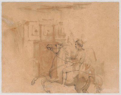 Reitender Bauer auf einem steigenden Pferd - Wilhelm Marstrand