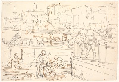 Scène au bord du canal à Venise - Wilhelm Marstrand