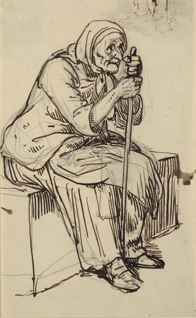 Vieille femme assise - Wilhelm Marstrand