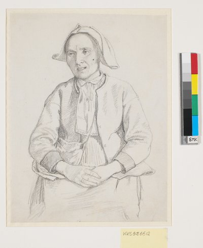 Femme suédoise assise, demi-figure - Wilhelm Marstrand