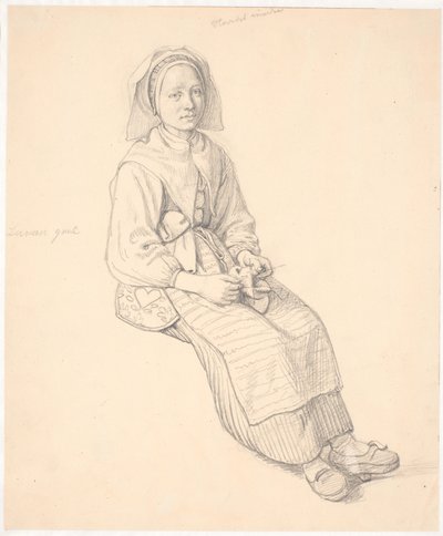Femme suédoise assise avec du tricot - Wilhelm Marstrand