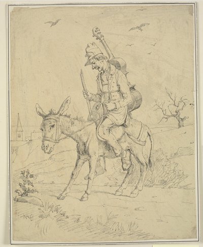 Joueur de violon sur un âne - Wilhelm Marstrand