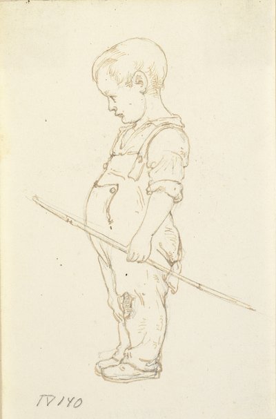 Petit garçon debout avec un bâton à la main - Wilhelm Marstrand
