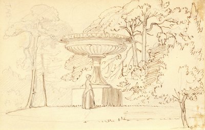 Jardin du sud avec une dame près d