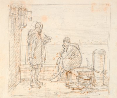Deux italiens sur une jetée au bord de la mer - Wilhelm Marstrand