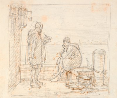 Deux italiens sur une jetée au bord de la mer - Wilhelm Marstrand