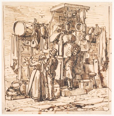 Devant une boutique de brocanteur - Wilhelm Marstrand