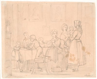 Esquisse pour le portrait de famille Waagepetersen - Wilhelm Marstrand