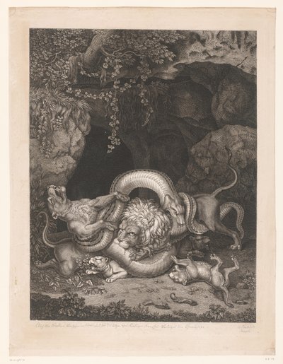 Lion et lionne protégeant leurs petits contre un serpent - Wilhelm Tischbein