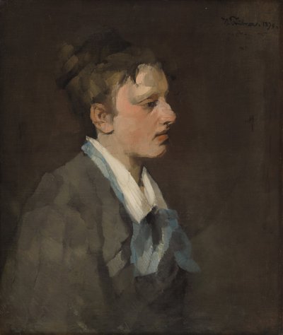 Bruxelloise avec une cravate bleue - Wilhelm Trübner