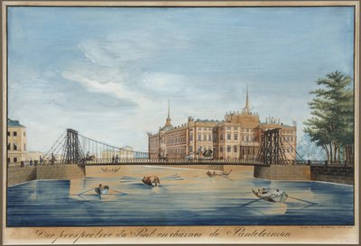Vue du pont Panteleimonovsky et du château Mikhailovsky à Saint-Pétersbourg - Wilhelm von Traitteur