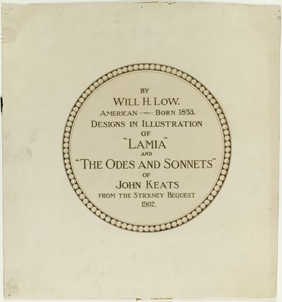 Page de titre des "Odes et sonnets de John Keats". - Will Hicock Low