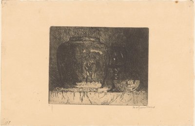 Nature morte avec pot de gingembre, verre à vin et bol - Willem Adrianus Grondhout (signed by artist)