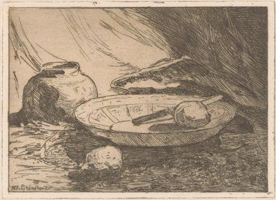 Nature morte avec pot et bol - Willem Adrianus Grondhout (signed by artist)