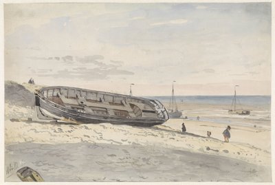 Bateaux sur la plage - Willem Anthonie van Deventer