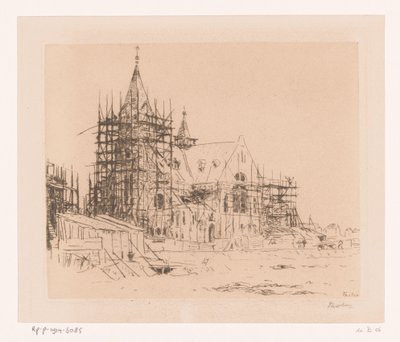 Église en construction - Willem Bastiaan Tholen (signed by artist)