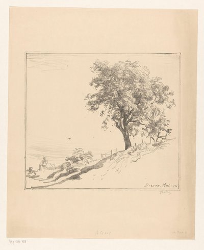 Paysage avec arbre sur une digue à Dieren - Willem Bastiaan Tholen (signed by artist)