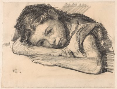 Liesbeth ou Dora Arntzenius enfant, appuyée sur un bras - Willem Bastiaan Tholen