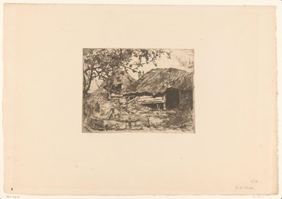 Granges couvertes de roseaux, avec un cochon dans le foin - Willem Bastiaan Tholen