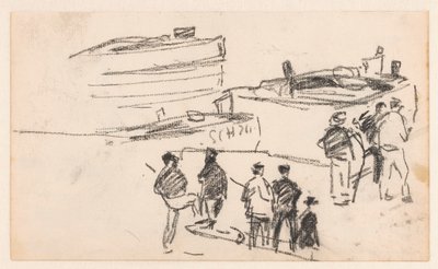 Marins à terre avec des navires en arrière-plan - Willem Bastiaan Tholen